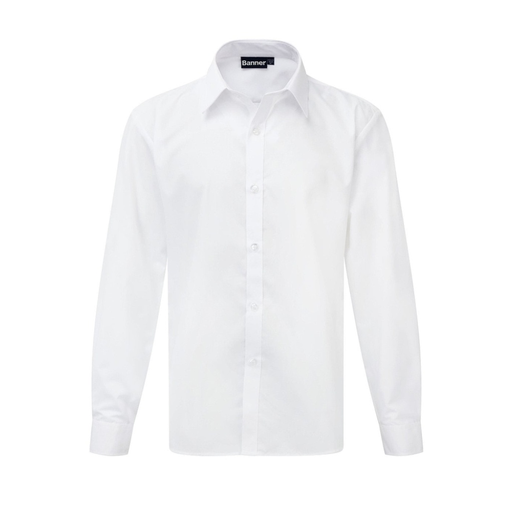 Long Sleeve Twin Pack of Shirts for Boys (White) - Smiths of Greenock